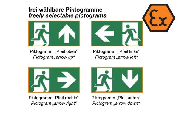 EX FW LED Fluchtwegleuchte Piktogramme