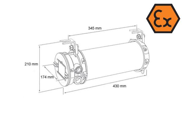 EX FW LED Fluchtwegleuchte Abmessungen